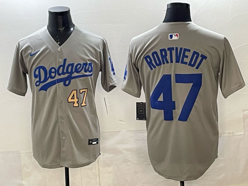 Men 2026 Nike Los Angeles Dodgers #47 Rortvedt Grey Game MLB Jersey 011->los angeles dodgers->MLB Jersey